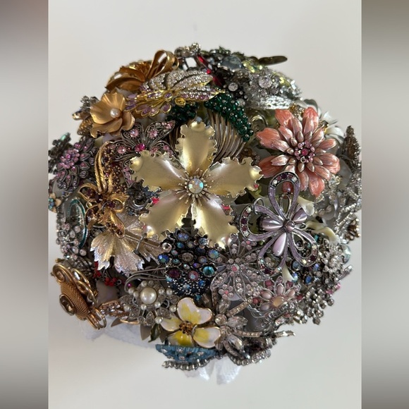 Handmade Accessories - Colorful, Floral Brooch Bouquet with many vintage pieces